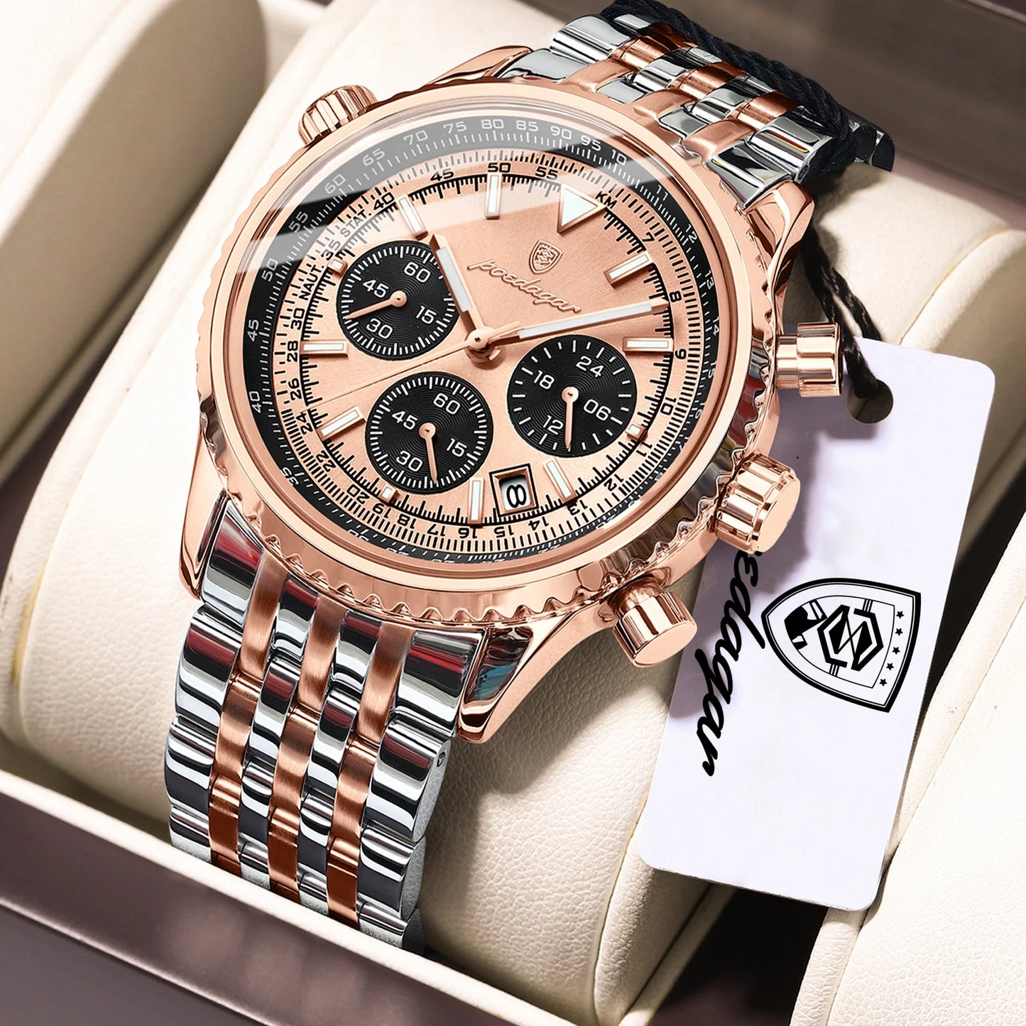 POEDAGAR Luxury Watches For Man Date Chronograph Stainless Steel Sport Men Watch Waterproof Luminous Quartz Military Men's Watch