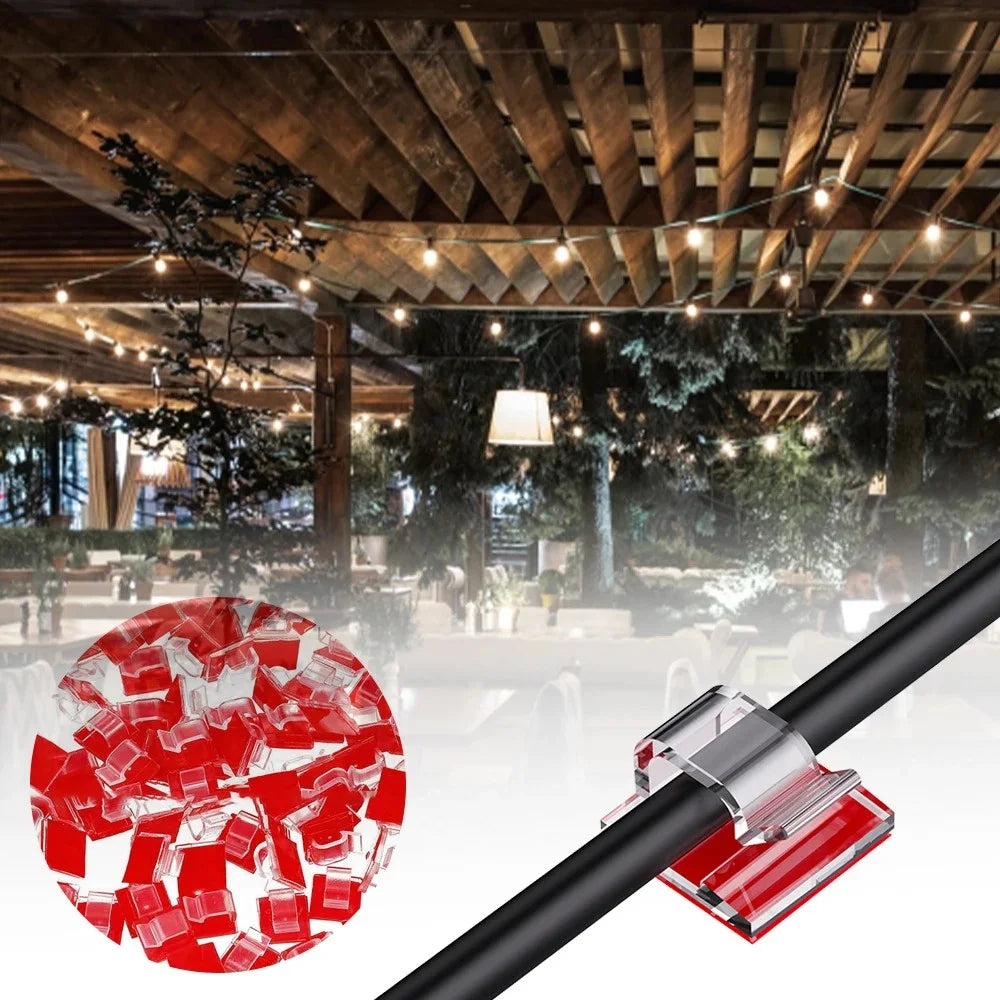 50Pcs Adhesive Cable Wire Clips Clear Cable Outdoor Cable Management Wire Organizer Cord Holder for Under Desk Car Wall TV Cable