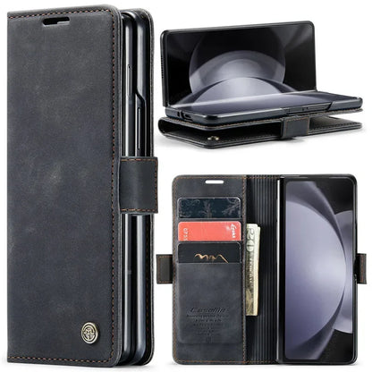 CaseMe Retor Leather Wallet Card Slot Phone Case for Samsung Galaxy Z Fold 7 6 5 4 Fold5 Fold6 Shockproof Flip Stand Cover Coque