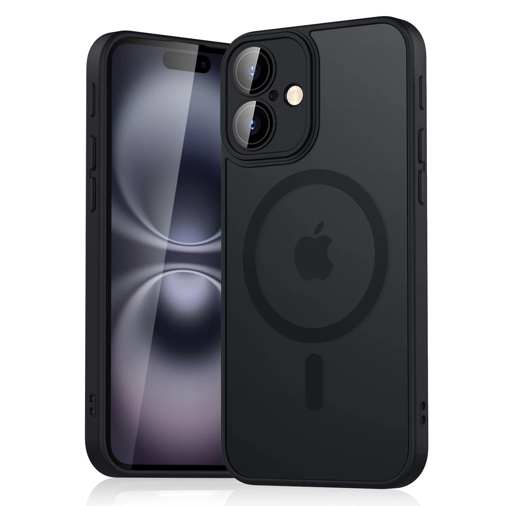 Luxury Magnetic Matte Translucent Armor Shockproof Case For iPhone 11 12 13 14 15 16 For Magsafe Wireless Charge Cover