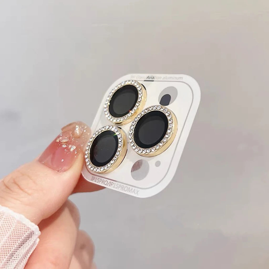 2-3Pcs 9D Rear Diamond Lens Protector For Iphone 17 16 15 Pro Max Plus Camera Tempered Glass For 13 Pro Max Ring Cover Case Film