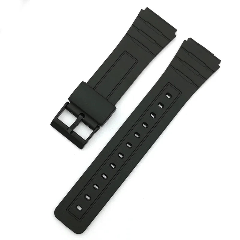 18mm Silicone Watch Strap for Casio W800H Soft Watchband Black Rubber Bracelet for SGW400 F91W F84 F105/108/A158/168 AE1200/1300