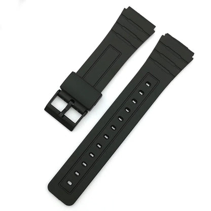 18mm Silicone Watch Strap for Casio W800H Soft Watchband Black Rubber Bracelet for SGW400 F91W F84 F105/108/A158/168 AE1200/1300