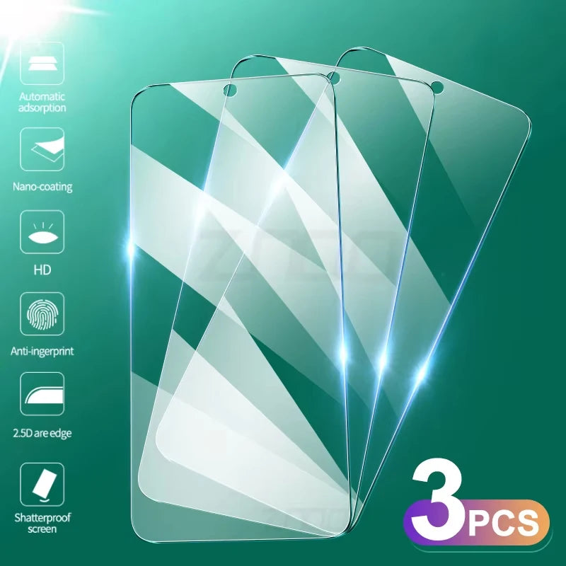 3PCS Tempered Glass For Xiaomi Redmi Note 12 11 10 9 8 Pro 12S 11S 10S 9S 8T Screen Protector For Redmi Note 14 13 Pro 5G Glass