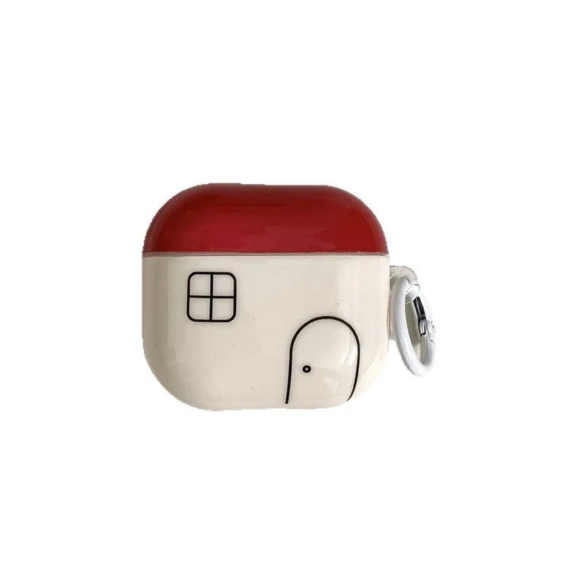 of Korea ins Creative Red Small House with Pendant Earphone Cover Case for AirPods 1 or 2 3 4 Pro 2 Bluetooth Headset Case