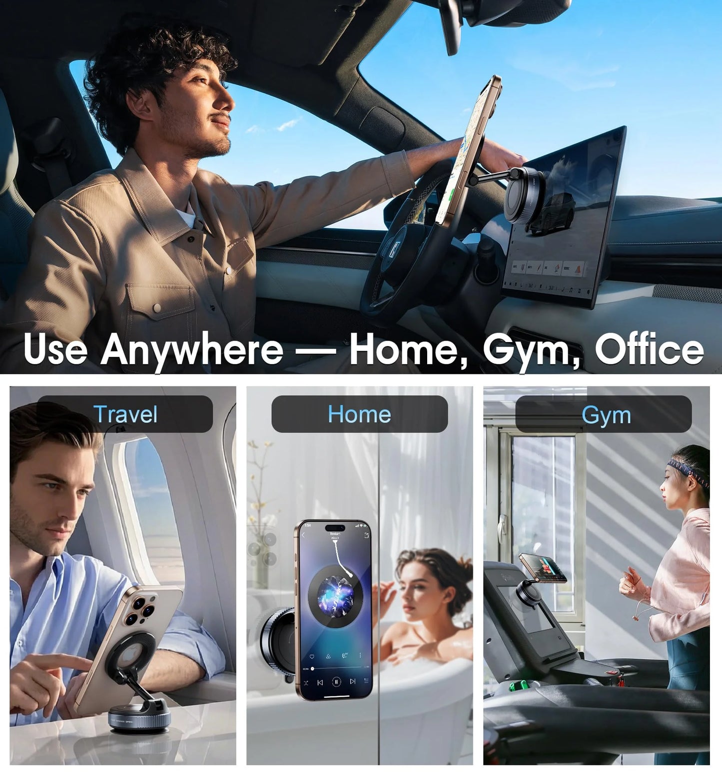 New Vacuum Magnetic Car Phone Holder with 360° Rotation &Foldable Design Strong Magnetic Absorption For iphone 12 13 14 15 16 17
