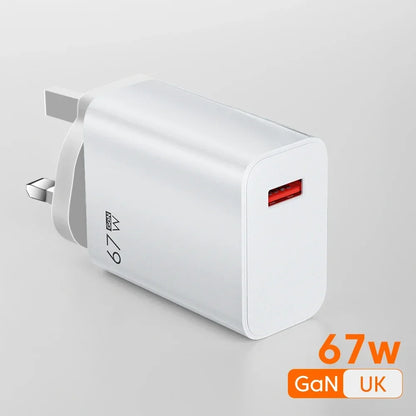 USB Charger 67W Turbo Fast Charge EU US UK Plug Adapter For Poco X6 Pro X5 F5 Mi 14 13 12s Redmi K60 K50 Mobile Phone Chargers