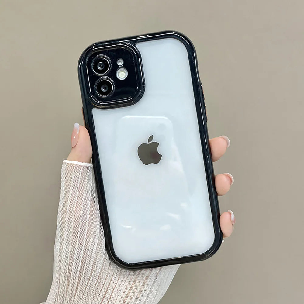 Candy Color Phone Case for iPhone 14 11 12 13 Pro Max X XR XS 7 8 SE Clear Shockproof Silicone Transparent Protection Back Cover