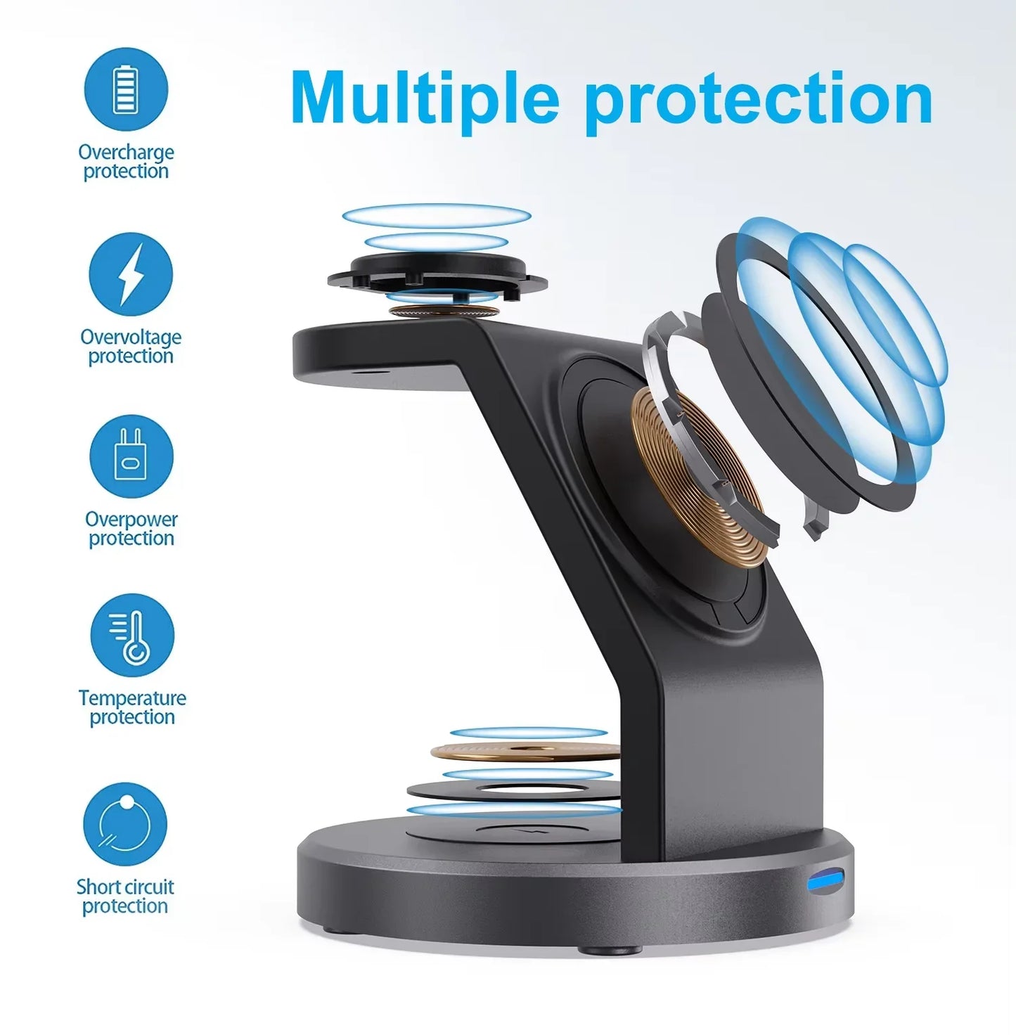 3 In 1 Wireless Charger Stand For iPhone 17 16 15 14 13 12 Pro Max iWatch AirPods Station for MagSafe Fast Charging Station