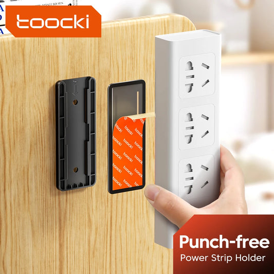 Toocki Power Strip Holder 1/2/3 Pcs Desk Charging Cable Organizer Wall-hanging Plug Fixer Self-Adhesive Storage Holders for Room