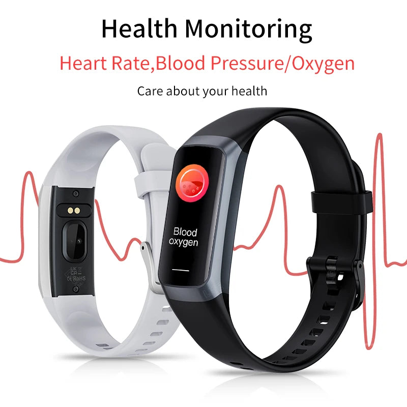 LIGE New Smart Fitness Band Men Women AMOLED Clock Temperature Blood Oxygen Pressure Smartwatch Waterproof Watch For IOS Android