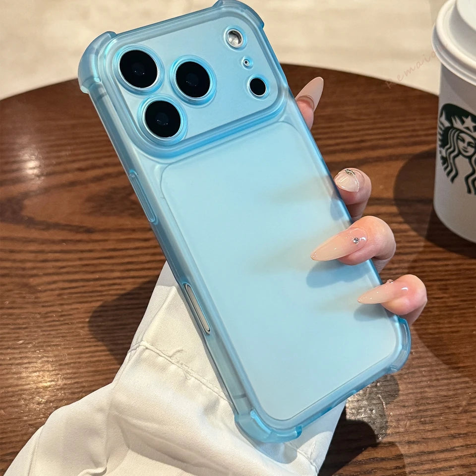 Cute Matte Clear Phone Case for iPhone 17 Air 16E 14 15 16 11 12 13 Pro Max Plus X XS MAX XR Shockproof Protector Cover