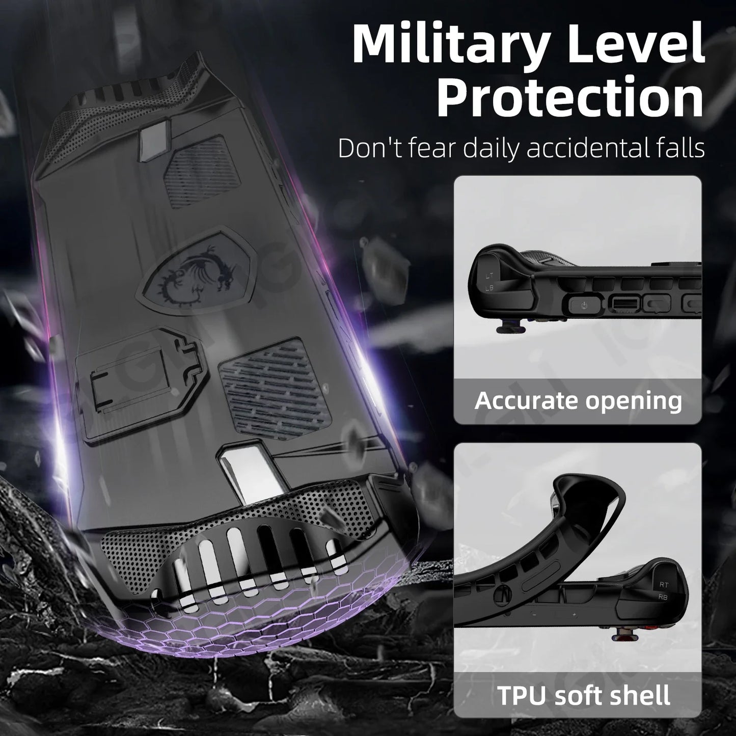 3 in 1 Accessory Kit for MSI Claw A8 BZ2EM Protective Case with Screen Protector Glass and Carrying Bag Travel Storage Cover