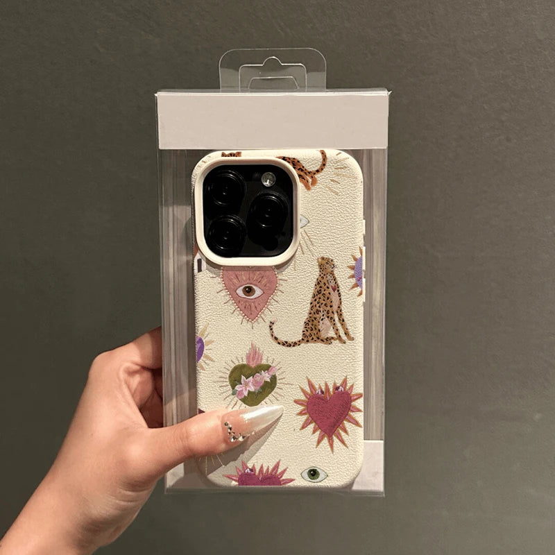 For iPhone 16 15 14 13 12 11 17 Pro Max Plus Case Personalized Leopard Lichee Pattern Silicone Cover For iPhone XS X 16e Funda
