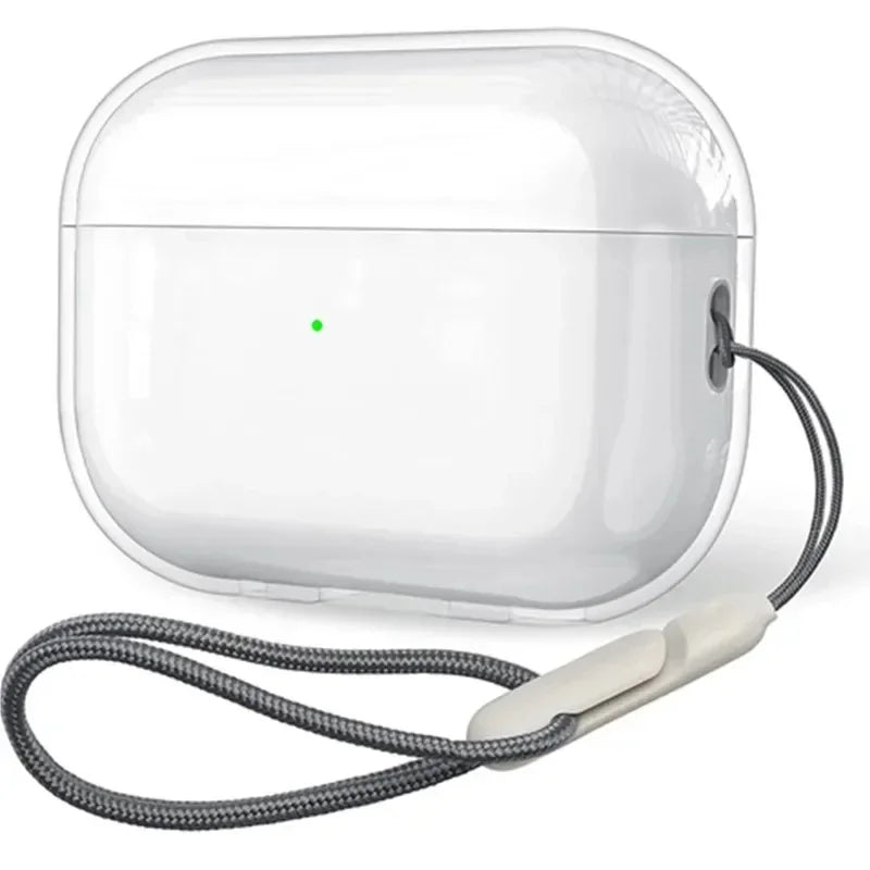 For Airpods 1 2 3 4 Pro Pro 2 Crystal clear Simple And Transparent TPU Earphone Case with Lanyard Strap Accessories Cover