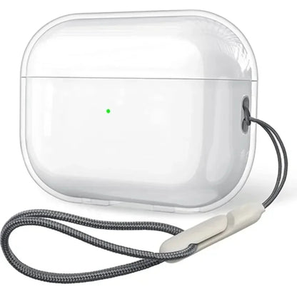 For Airpods 1 2 3 4 Pro Pro 2 Crystal clear Simple And Transparent TPU Earphone Case with Lanyard Strap Accessories Cover