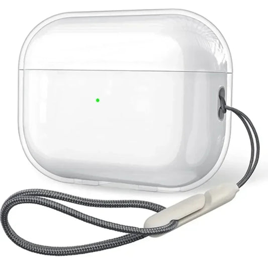 For Airpods 1 2 3 4 Pro Pro 2 Crystal clear Simple And Transparent TPU Earphone Case with Lanyard Strap Accessories Cover