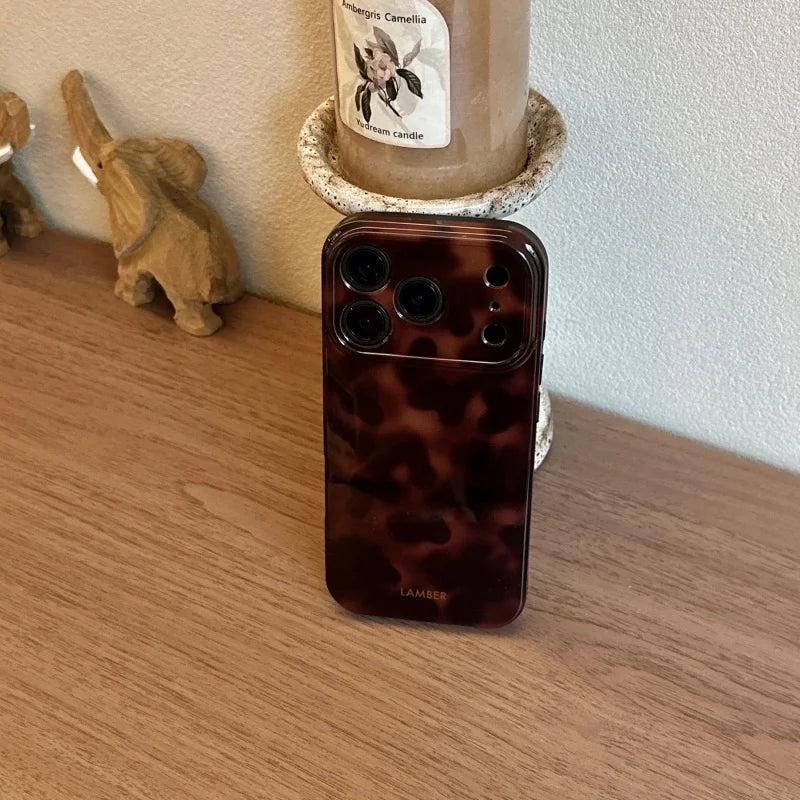 Amber Retro Brown Imd Shockproof Phone Case For IPhone 17 16 15 14 12 11 13 Pro Max Plus Air Protector Back Cover