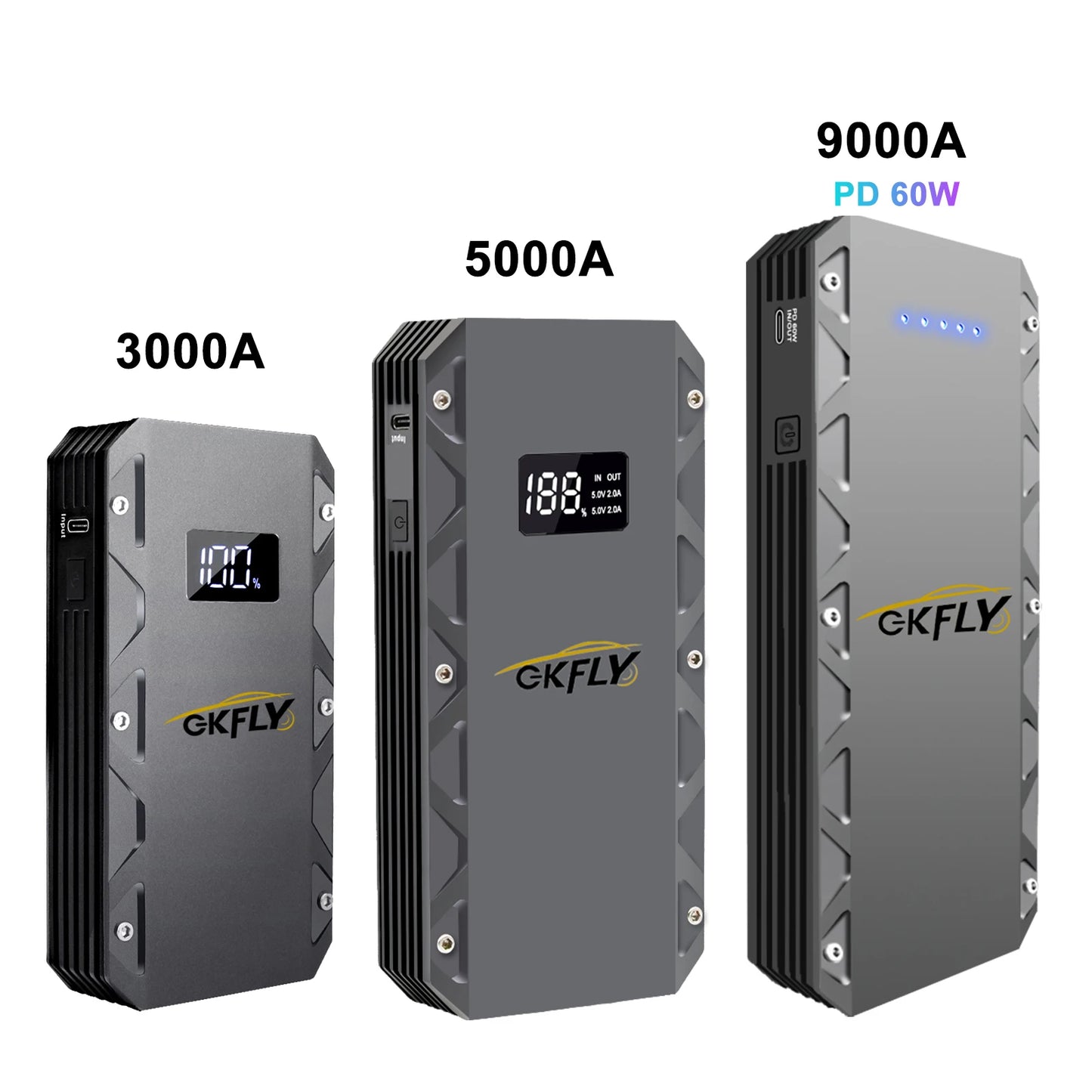 GKFLY Car Jump Starter Portable Power Bank 9000A/5000A/3000A Starting Device Car Booster Battery For Petorl Diesel Car