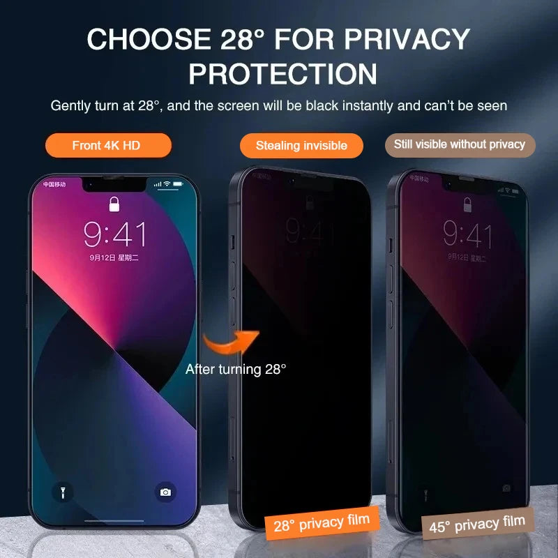 1-5Pcs Anti Spy Tempered Glass For iPhone 16 14 13 11 15Pro Max Mini 7 8 Plus Privacy Screen Protector for iPhone 15 X XR XS MAX