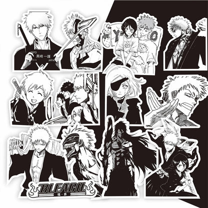 10/30/75PCS Black and White Anime BLEACH Stickers for Kids Cool Graffiti Skateboard Phone Case Laptop DIY Cartoon Sticker Toys