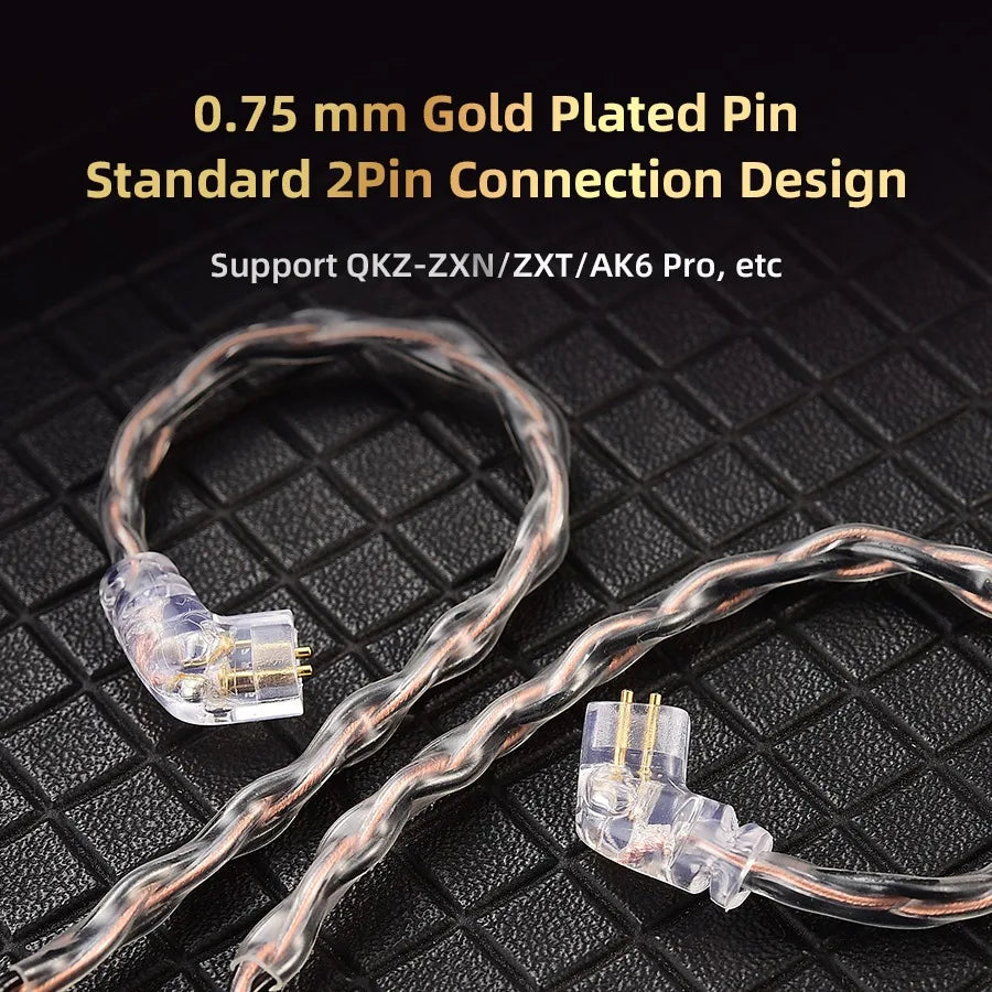 QKZ T1 Earphone Cable Original QDC Copper Silver-plated Upgrade Wire 3.5mm Wired Headphone For KZ ZSN PRO X ZS10 pro EDX TRN CCA