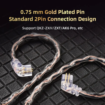 QKZ T1 Earphone Cable Original QDC Copper Silver-plated Upgrade Wire 3.5mm Wired Headphone For KZ ZSN PRO X ZS10 pro EDX TRN CCA
