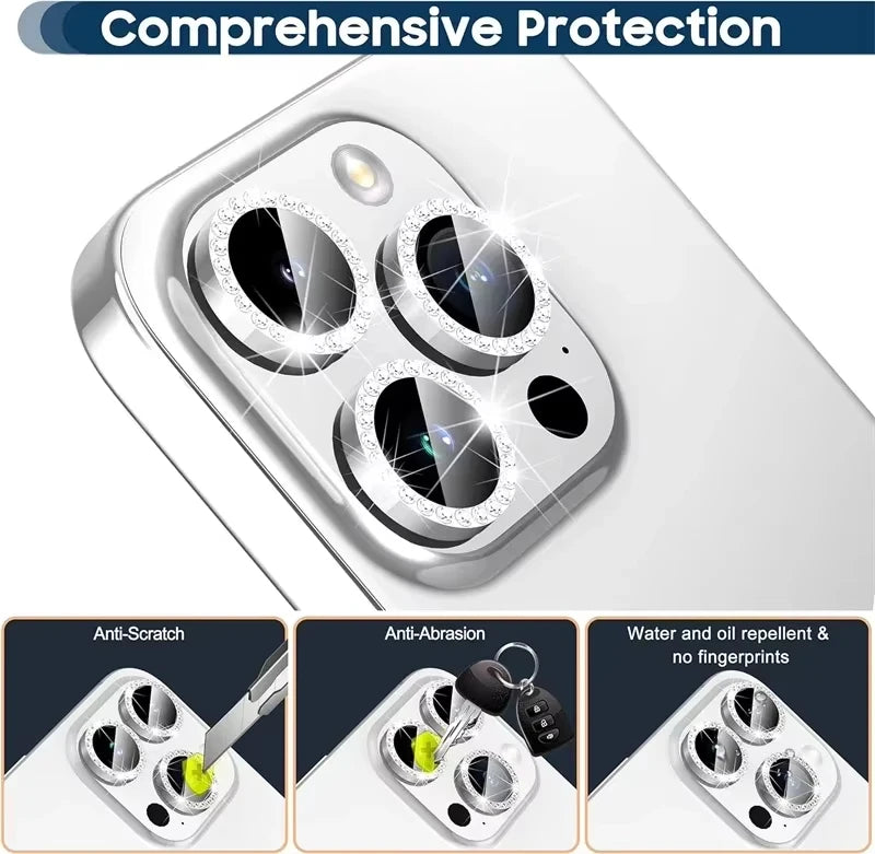 Glitter Diamond Rhinestone Camera Lens Protector for iPhone 17 Pro Max 16 16Pro 15 14  Plus 13 12 Mini 11 Air 17Pro 13Pro 12Pro