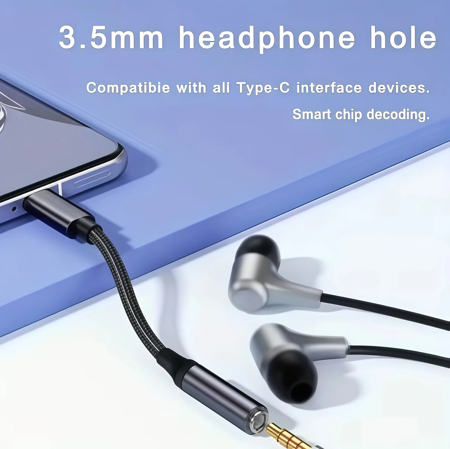 USBC to Aux Audio Dongle CableUSB-C to 3.5mm Headphone Jack Adapter 
