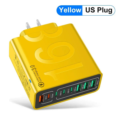 Total 150W 8 Ports USB C Charger Fast Charging PD  Mobile Phone Quick Charger 3.0 Wall Adapter For iPhone Samsung Xiaomi Huawei