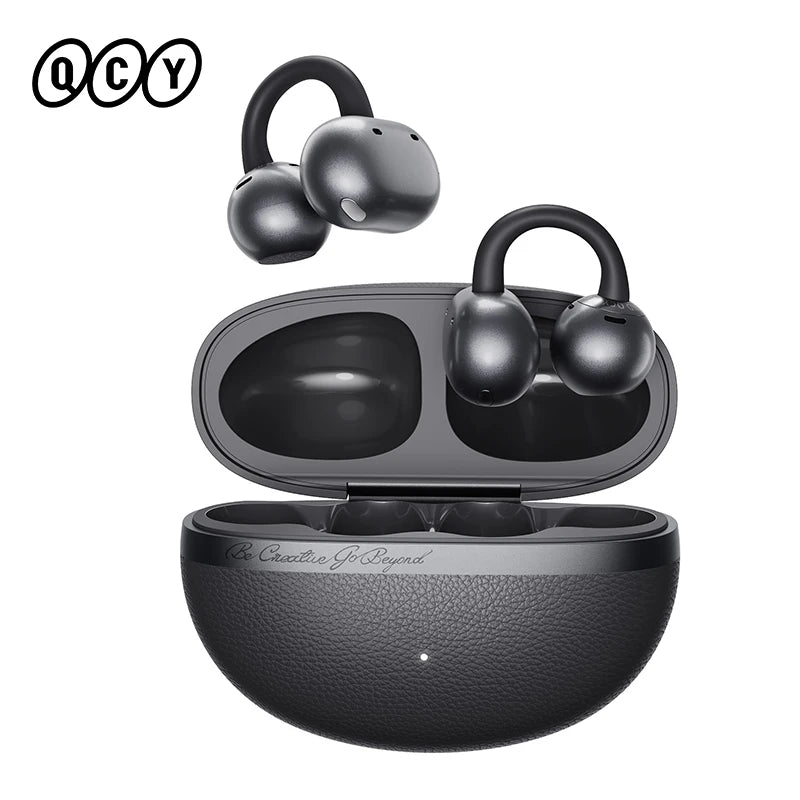 QCY Crossky C50 Clip On Earbuds Open Ear Wireless Bluetooth 6.0 Headphones 35H Playtime Earphones Comfortable for Fitness IPX5