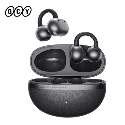 QCY Crossky C50 Clip On Earbuds Open Ear Wireless Bluetooth 6.0 Headphones 35H Playtime Earphones Comfortable for Fitness IPX5