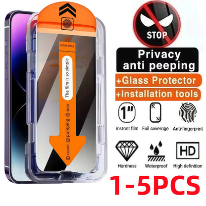 1-5PCS privacy screen protectors for iPhone 17 16 Pro Max 17 Air 15 14 Plus 13 12 tempered glass easy to install anti spy glass