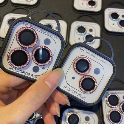 2-3Pcs 9D Rear Diamond Lens Protector For Iphone 17 16 15 Pro Max Plus Camera Tempered Glass For 13 Pro Max Ring Cover Case Film