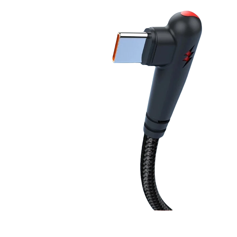 HOMEFISH 120W Braided 90 Degree Right Angle Fast Charging Cable for Type-C Devices High-Speed Data_