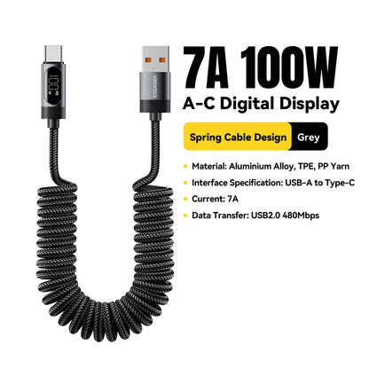 Essager Digital Dispaly USB C Cable For iPhone 17 16 15 Xiaomi Huawei 100W PD Fast Charging For Macbook iPad Type C to C Cable