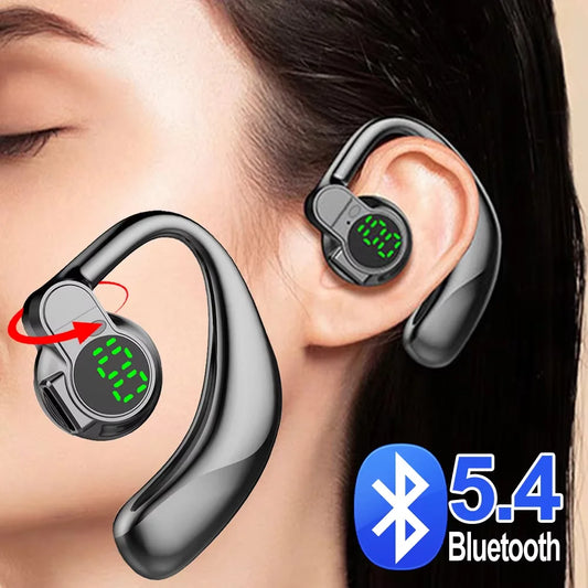 360° Rotatable Bluetooth 5.4 Earphones Single Ear Earhooks Noise Cancelling Sports Headphones  Wireless Earbud with Microphone