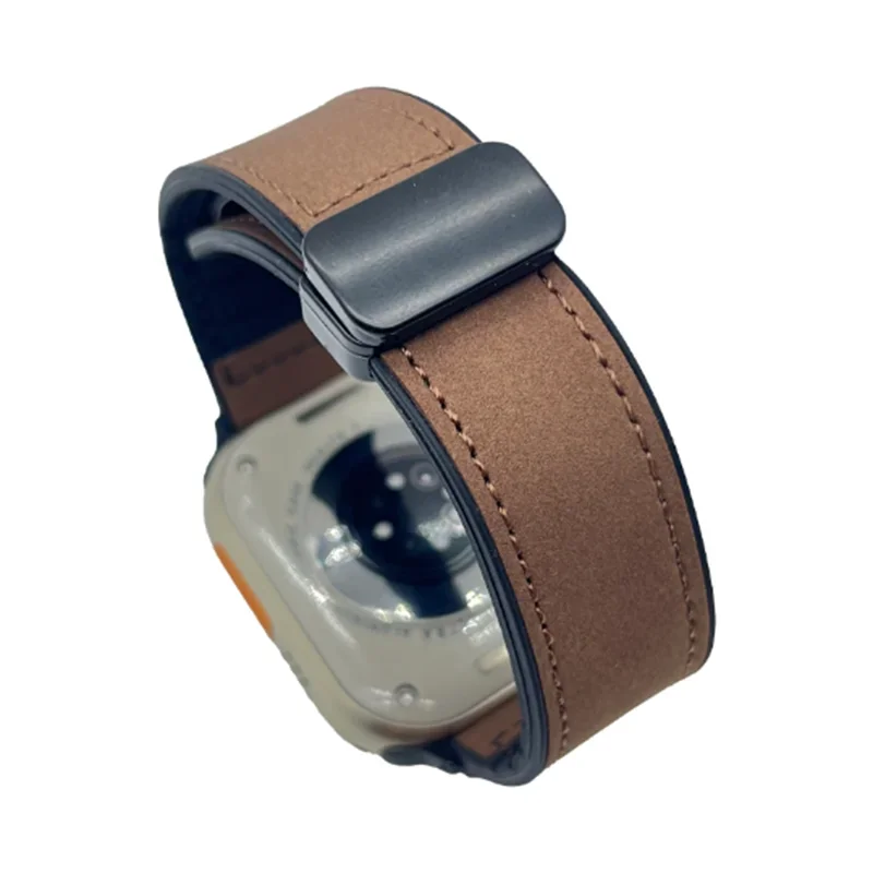 Leather Strap For Apple Watch Band 49mm 44 45 42mm 40 46 38 41mm Magnetic Bracelet Correa Men IWatch Ultra Series 10 9 8 7 SE 6