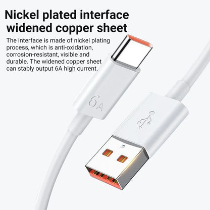 6A 66W Super Fast Charger Type C Cable for Huawei Mate 40 50 60 P50 P60 Nova 8 9 10 Honor 50 70 90 100 200 Lite X7 X8 X9 Magic 5