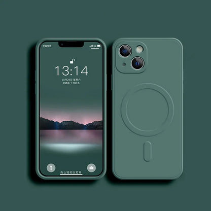 Liquid Silicone Shockproof Case For iPhone 17 16 15 14 13 12 11 Pro Max Plus Phone Magnetic Wireless Charger For Magsafe Cover
