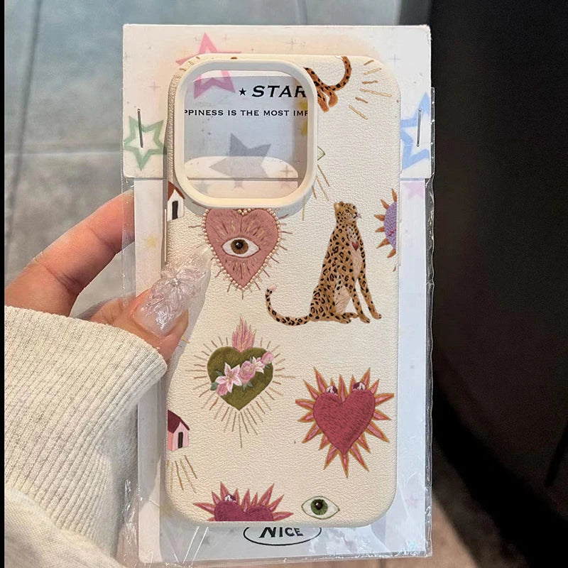 For iPhone 16 15 14 13 12 11 17 Pro Max Plus Case Personalized Leopard Lichee Pattern Silicone Cover For iPhone XS X 16e Funda