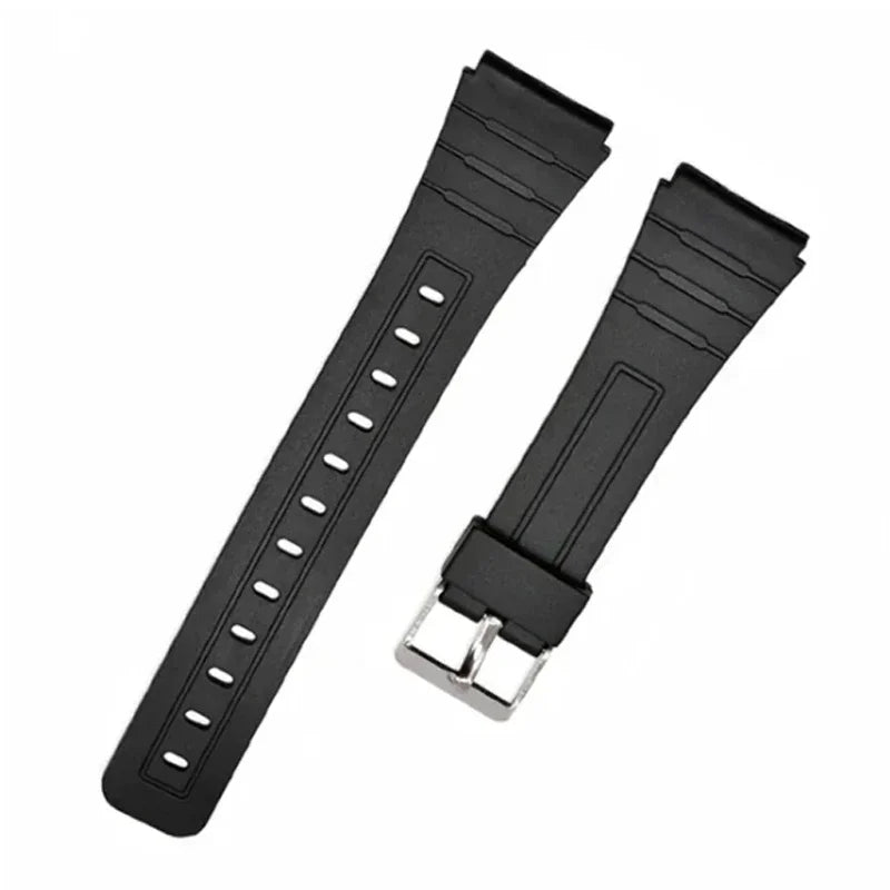 18mm Silicone Watch Strap for Casio W800H Soft Watchband Black Rubber Bracelet for SGW400 F91W F84 F105/108/A158/168 AE1200/1300