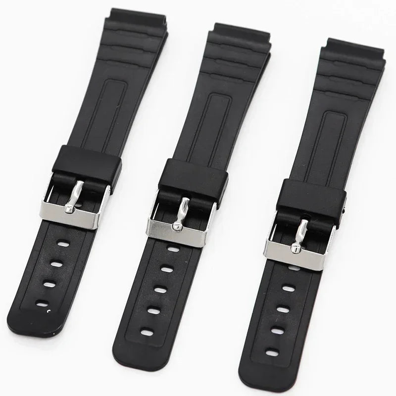 12/14/16/18/20/22mm Silicone Rubber Strap for Casio W800H A158/168 AE1200/1300 Watchband for SGW400 F91W F84 F105/108 Bracelet