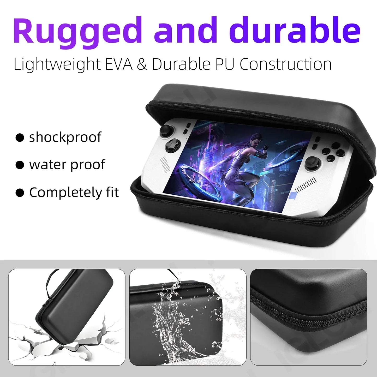 3 in 1 Accessory Kit for MSI Claw A8 BZ2EM Protective Case with Screen Protector Glass and Carrying Bag Travel Storage Cover