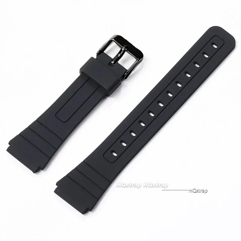 18mm Silicone Watch Strap for Casio W800H Soft Watchband Black Rubber Bracelet for SGW400 F91W F84 F105/108/A158/168 AE1200/1300