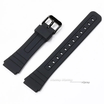 18mm Silicone Watch Strap for Casio W800H Soft Watchband Black Rubber Bracelet for SGW400 F91W F84 F105/108/A158/168 AE1200/1300