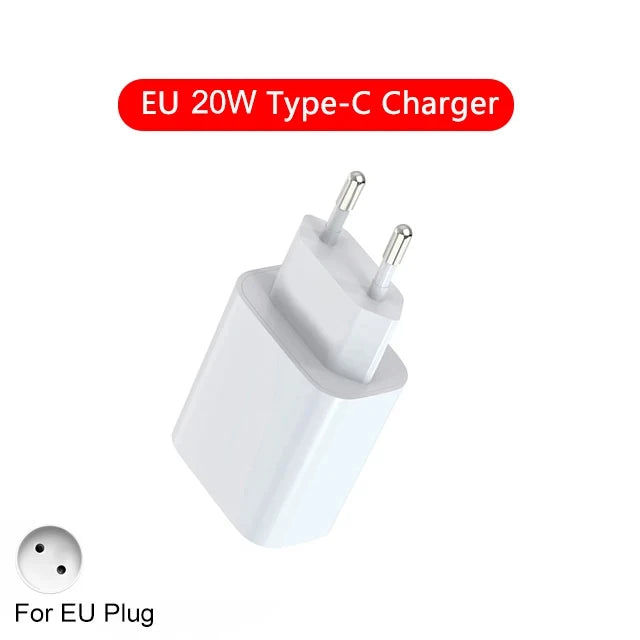 20W USB C PD Charger Quick Charge 3.0 USB Type C Phone Chargers Cable Fast Charging Adapter For iPhone 16 15 14 13 12 11 Pro Max