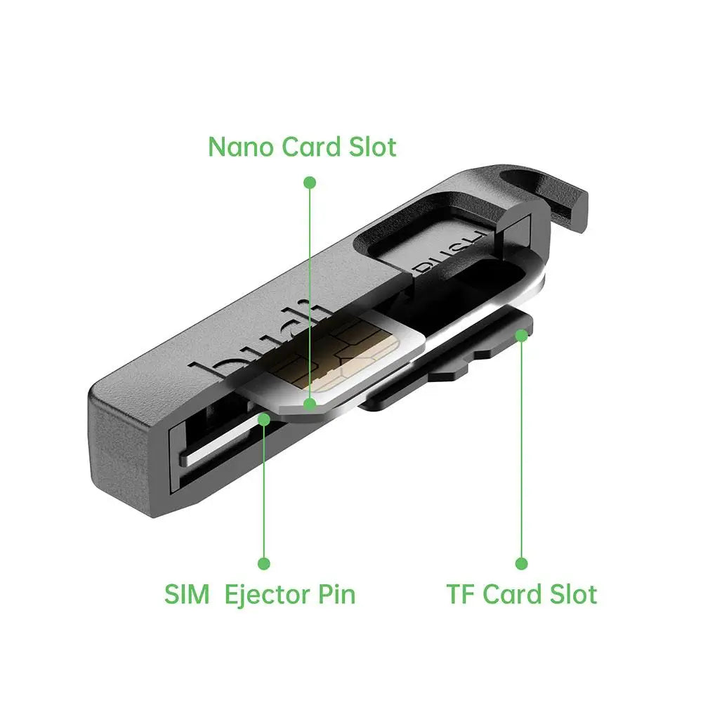 BUDI Anti-Lost Sim Card Eject Pin Needle Plastic Storage Box Mobile Phone Steel Ejector Pin SIM TF Card Tray Opener Keyring