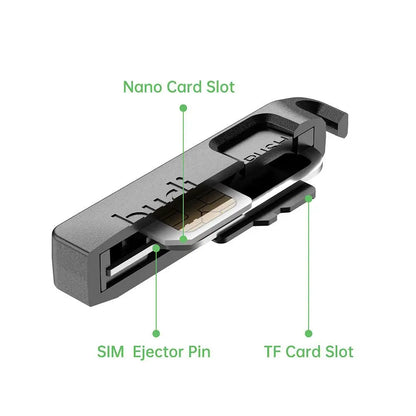 BUDI Anti-Lost Sim Card Eject Pin Needle Plastic Storage Box Mobile Phone Steel Ejector Pin SIM TF Card Tray Opener Keyring
