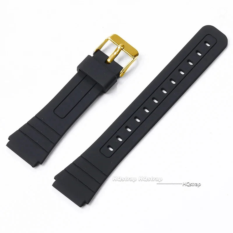 18mm Silicone Watch Strap for Casio W800H Soft Watchband Black Rubber Bracelet for SGW400 F91W F84 F105/108/A158/168 AE1200/1300